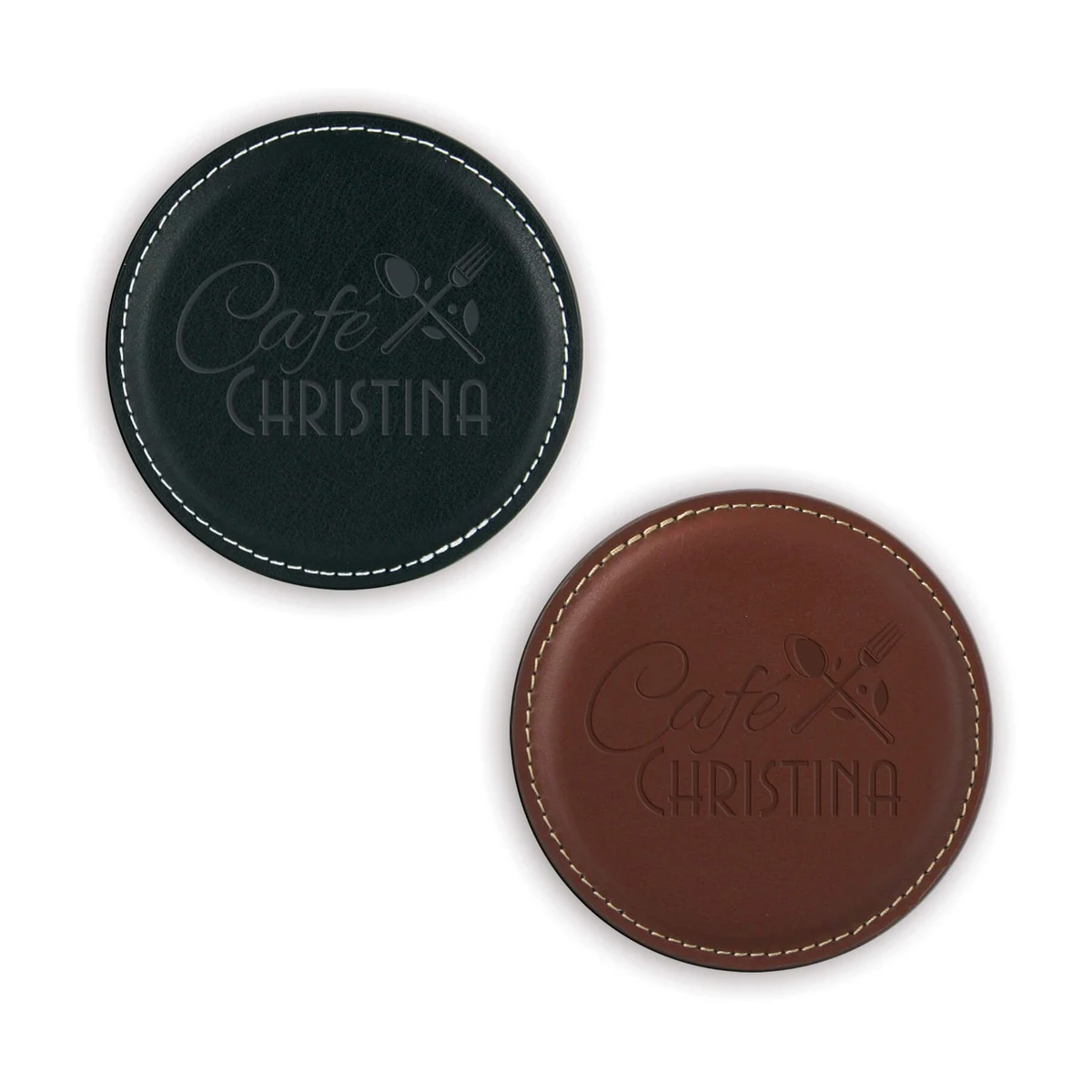 Vintage Leather Round Coaster 1