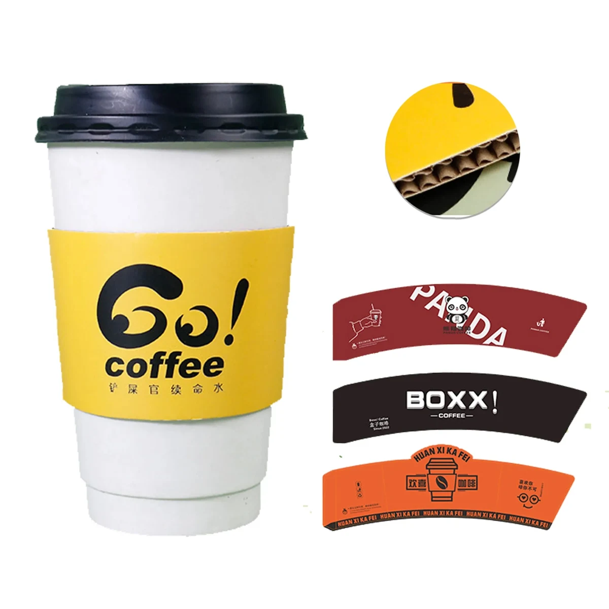 Full Color Double-Layer Craft Paper Coffee Cup Sleeve" 1