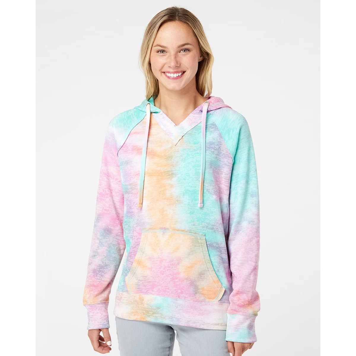 Women's Courtney Burnout V-Notch Hooded Sweatshirt - W1162 1