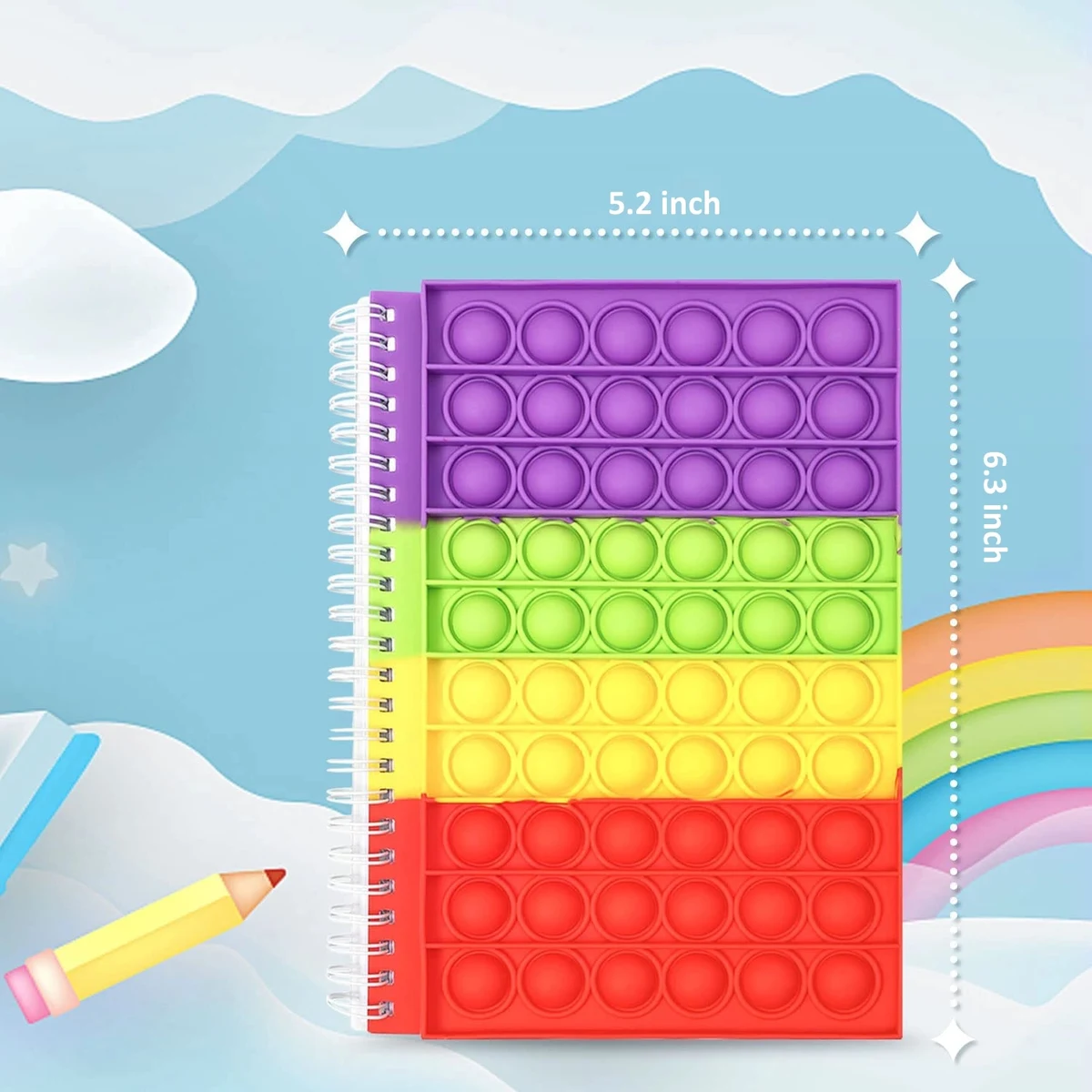 Quick Ship Rainbow Push Pops Fidget Toys Notebook 1