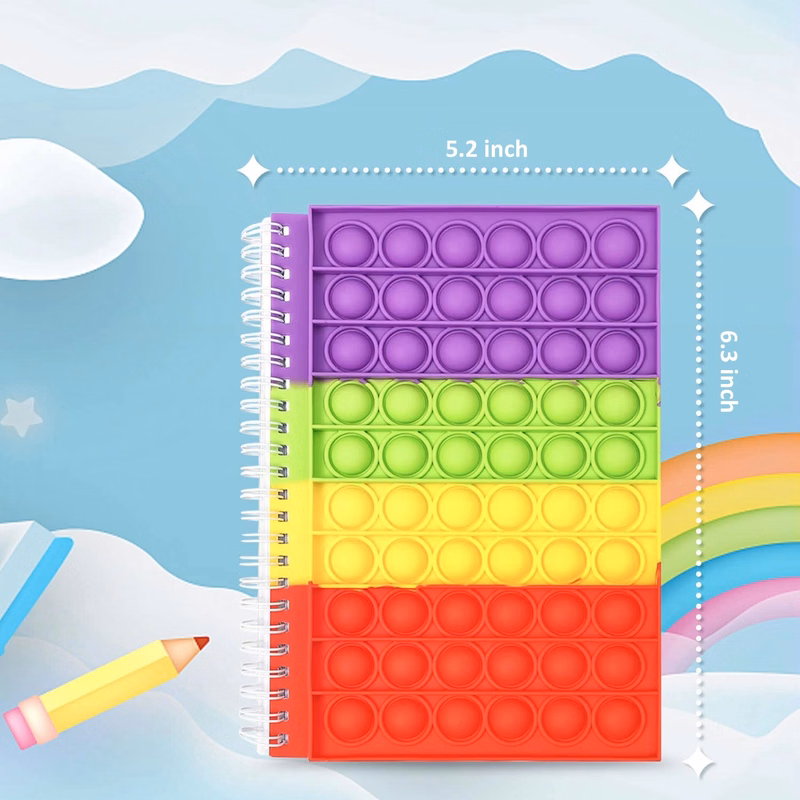 Quick Ship  Rainbow Push Pops Fidget Toys Notebook
