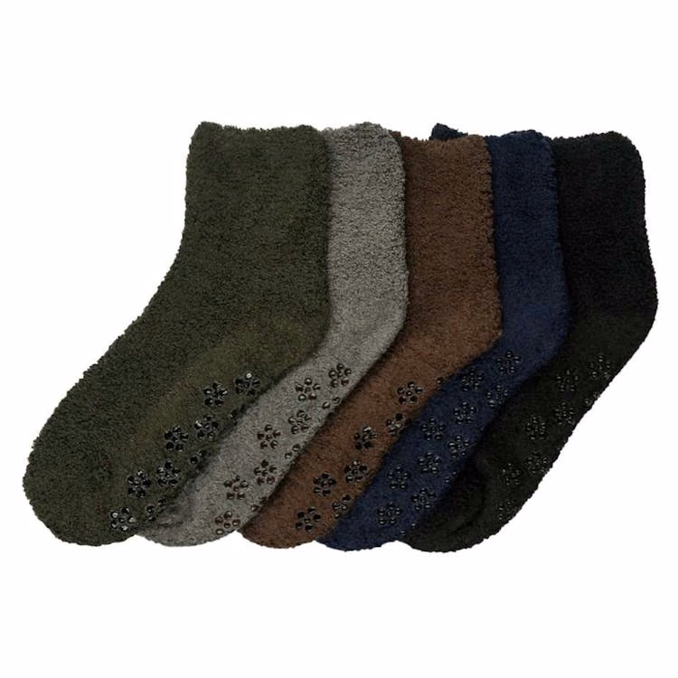 Women's Plush Non-Skid Socks - 5 Dark Colors 3 Packs Size 9-11