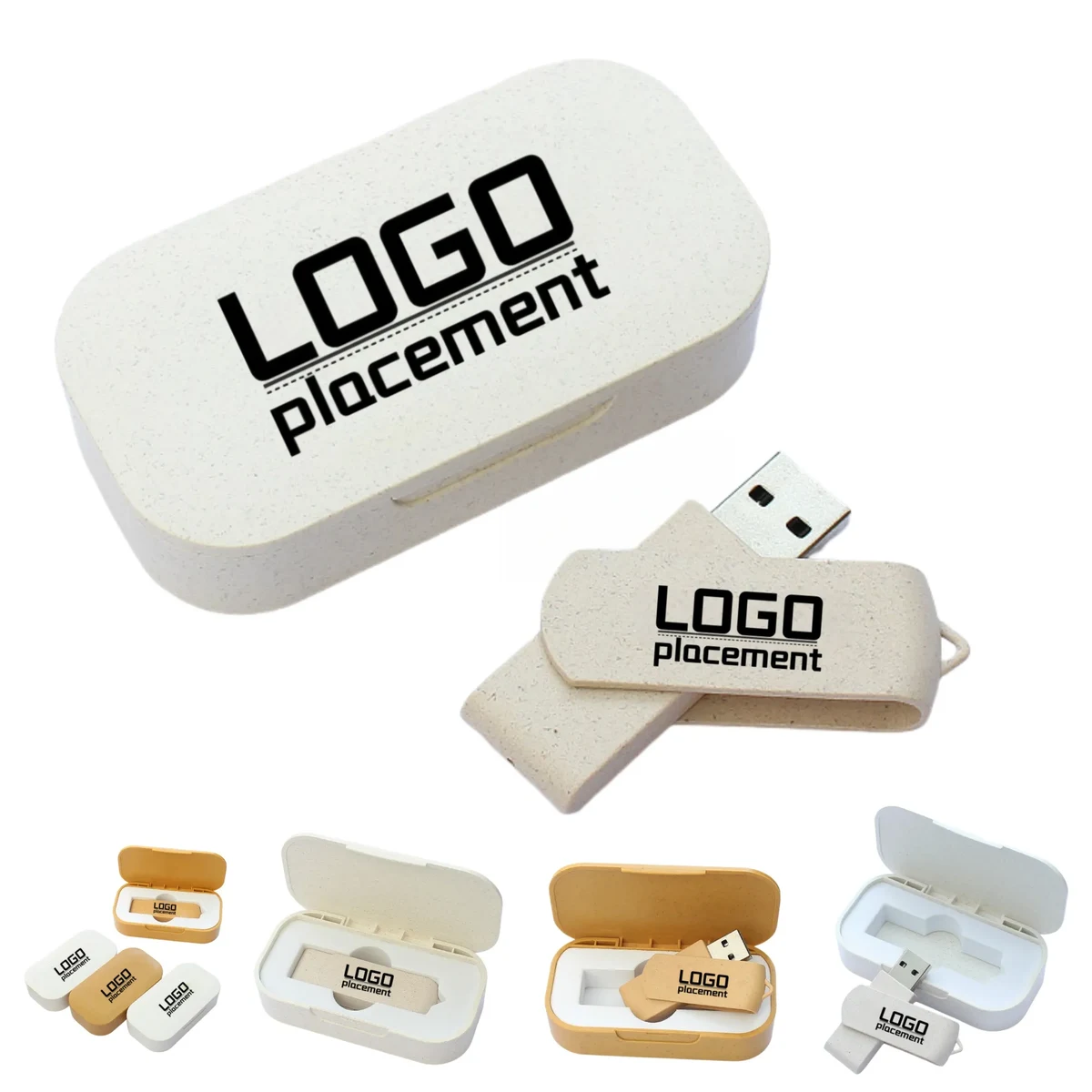 Wheat Straw 16G USB Flash Drive Set With Custom LOGO 1