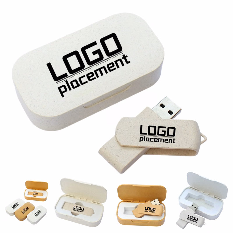 Wheat Straw 16G USB Flash Drive Set With Custom LOGO