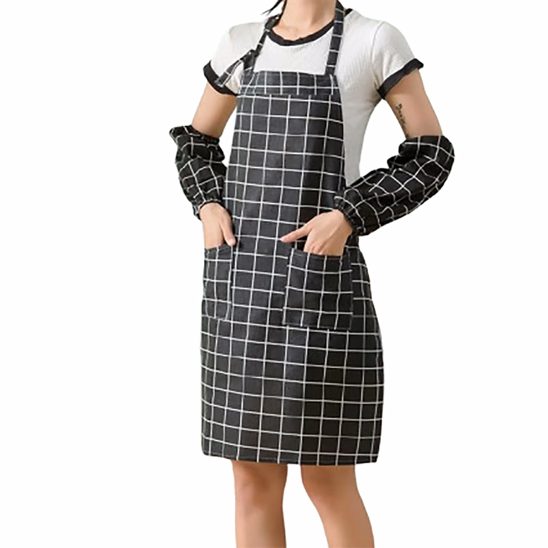 Cotton Linen Apron Set with Sleeve Covers