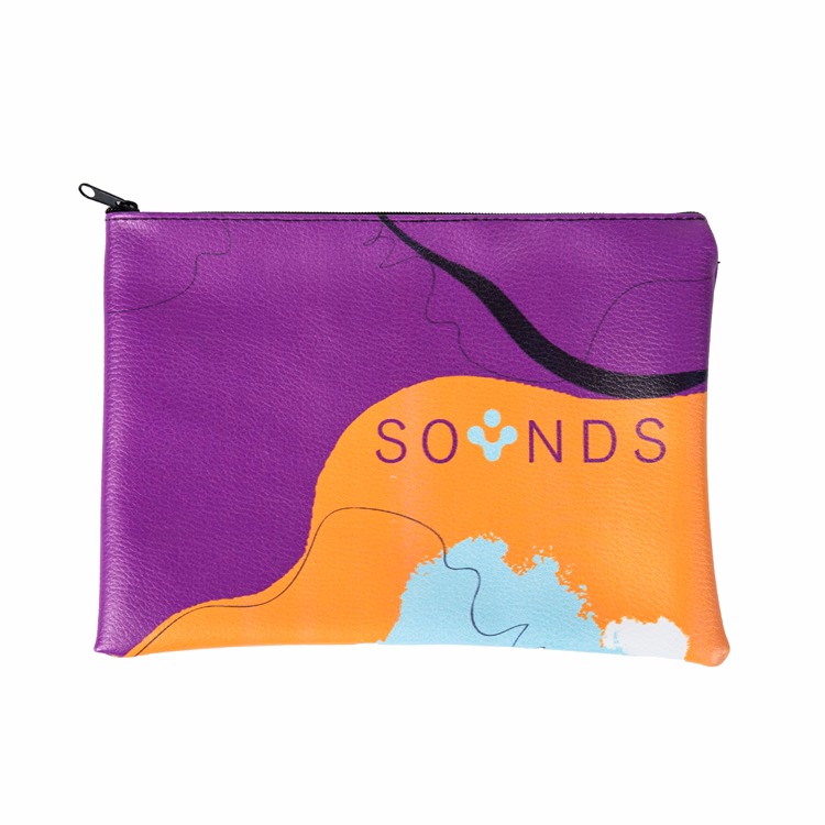 Medium Vegan Leather Flat Full Color Amenity Pouch