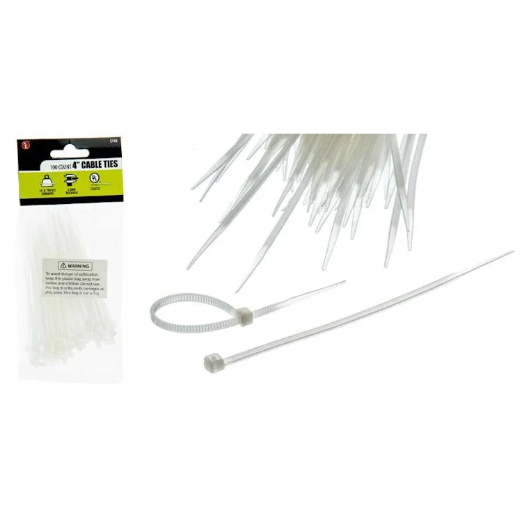 100-Piece Set Cable Ties Natural - 4" x 2.5MM 1