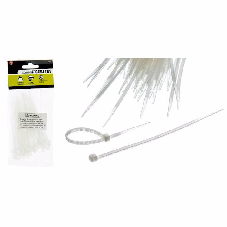 100-Piece Set Cable Ties Natural - 4" x 2.5MM