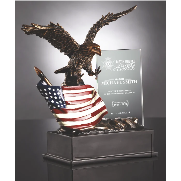 Eagle With Flag And Glass 1
