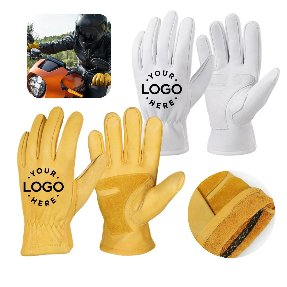 MOQ 10 Pairs Leather Motorcycle Riding Gloves 1