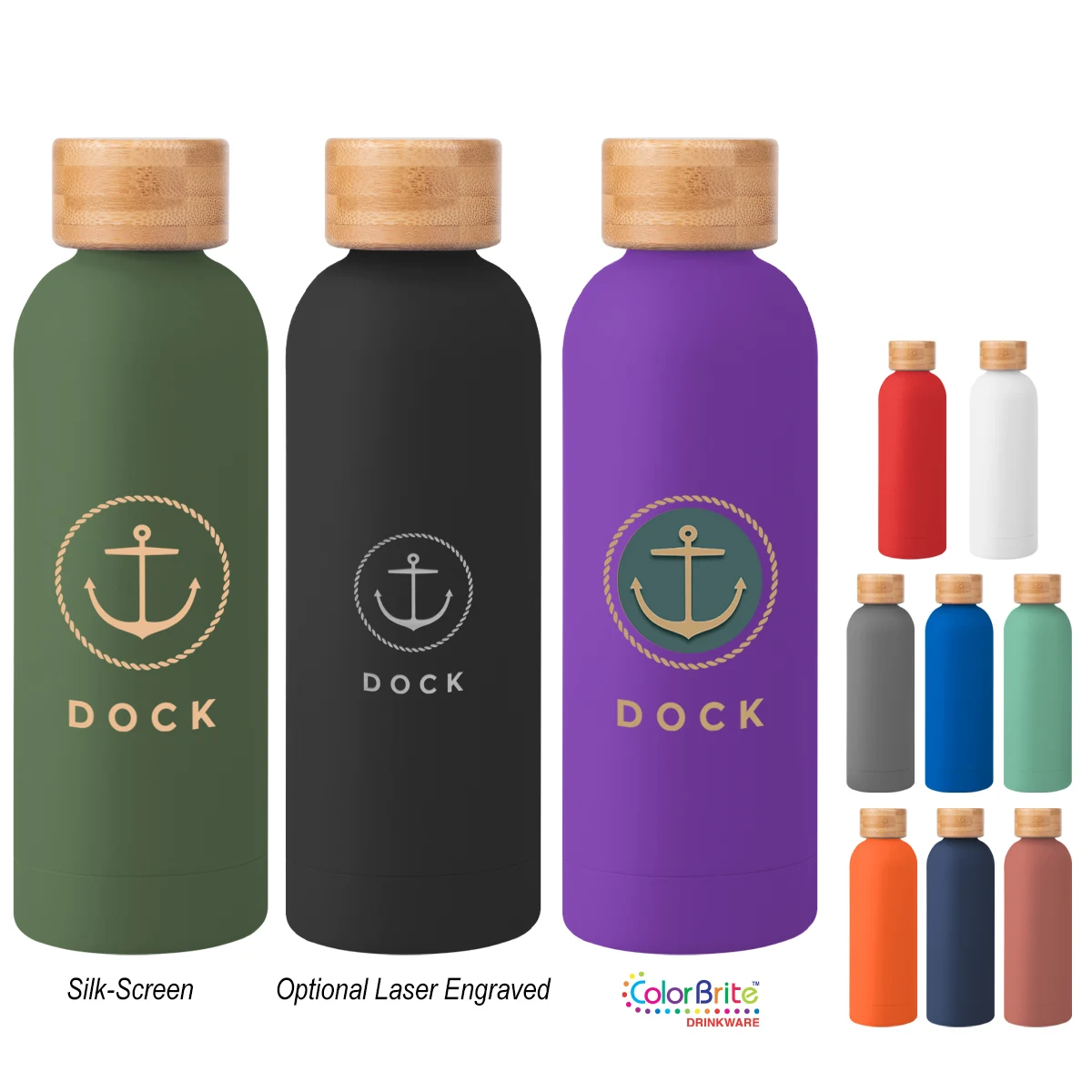 17 Oz. Blair Recycled Stainless Steel Bottle With Bamboo Lid, custom water bottle with logo imprint 1