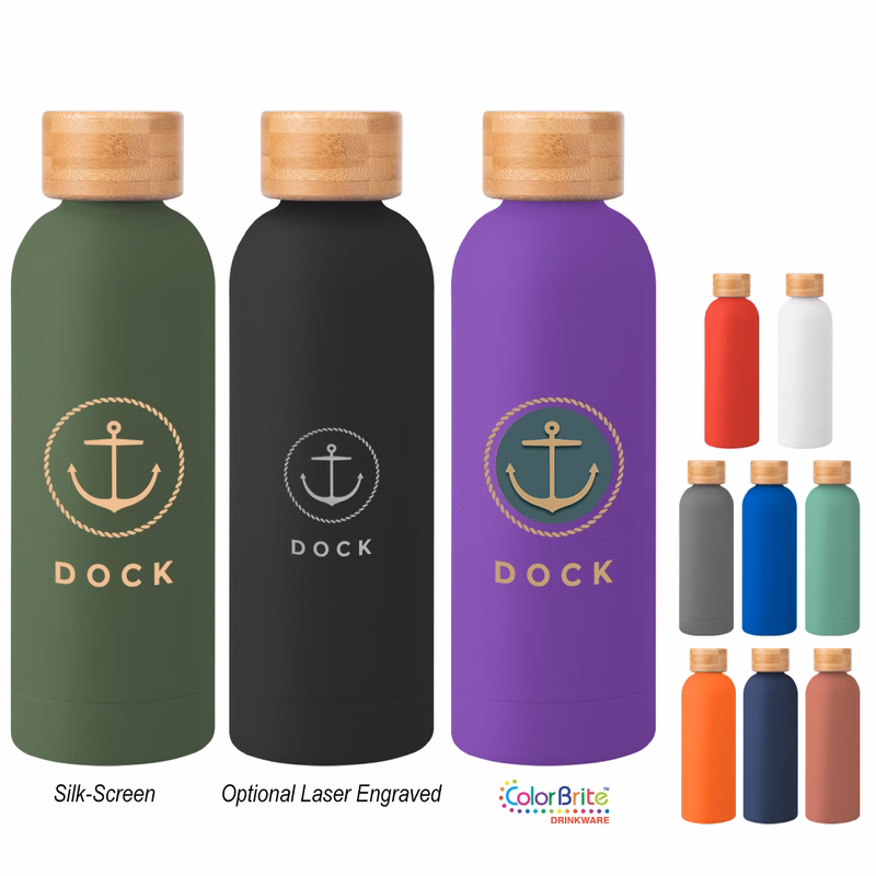 17 Oz. Blair Recycled Stainless Steel Bottle With Bamboo Lid