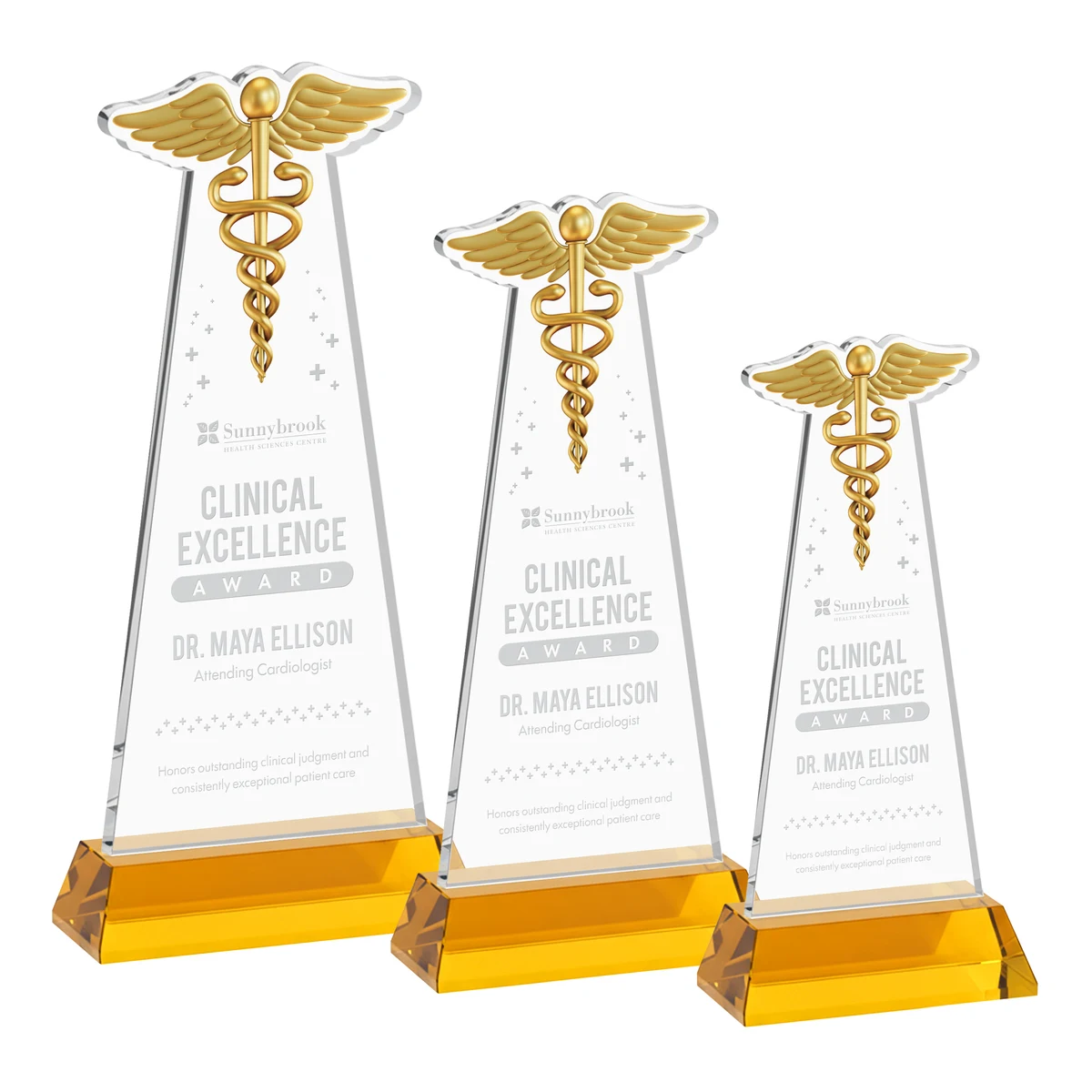 Caduceus Award on Hartford Base - Amber 1