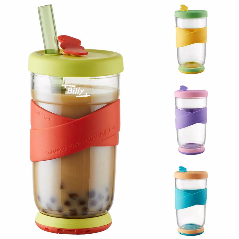22Oz Glass Tumbler With Straw And Lid