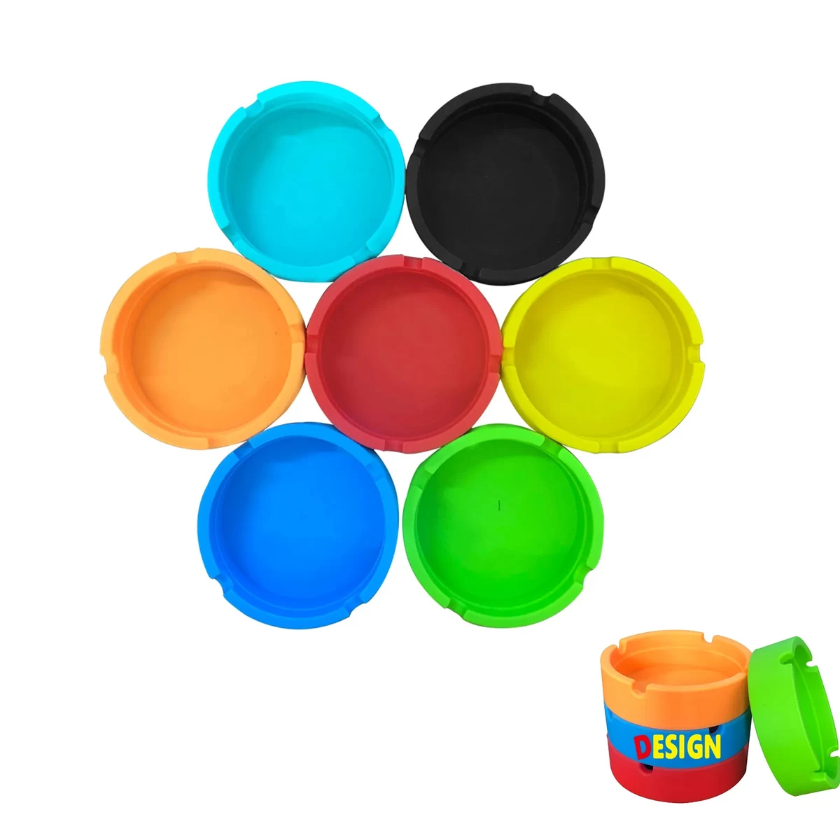 Reusable Silicone Gel Circular Ashtray 1