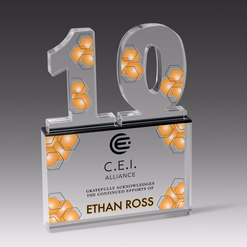 Recognition Number Award 10 (6" x 8" x 1")