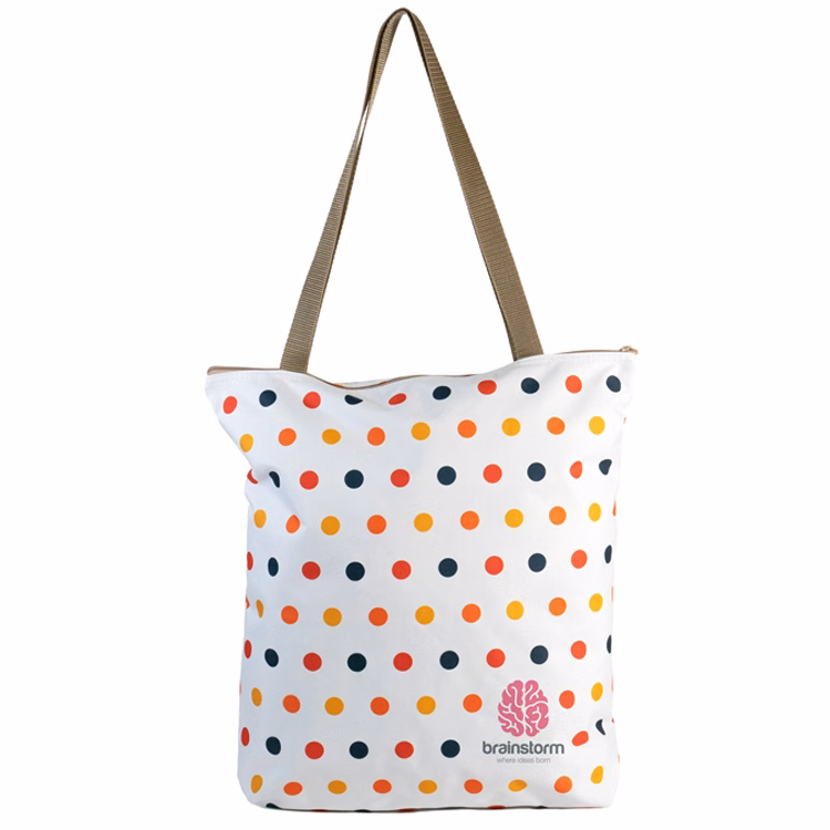 Medium Wide Bottom PolyPro Handled Zippered Tote (16.5"H x 16.5"W x 3"D)