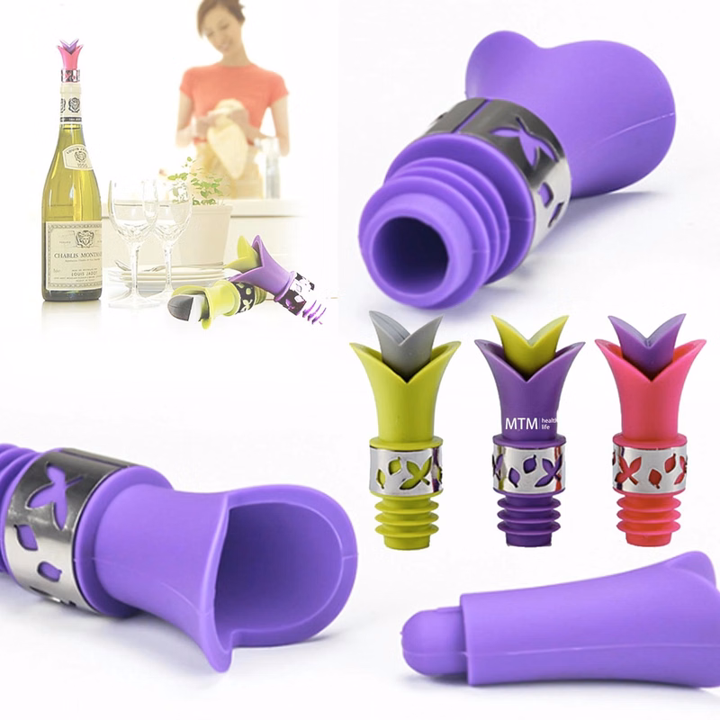Silicone Lily Wine Bottle Stopper Pourer