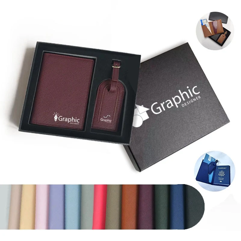 Pu Leather Passport Holder & Luggage Tag Set 1