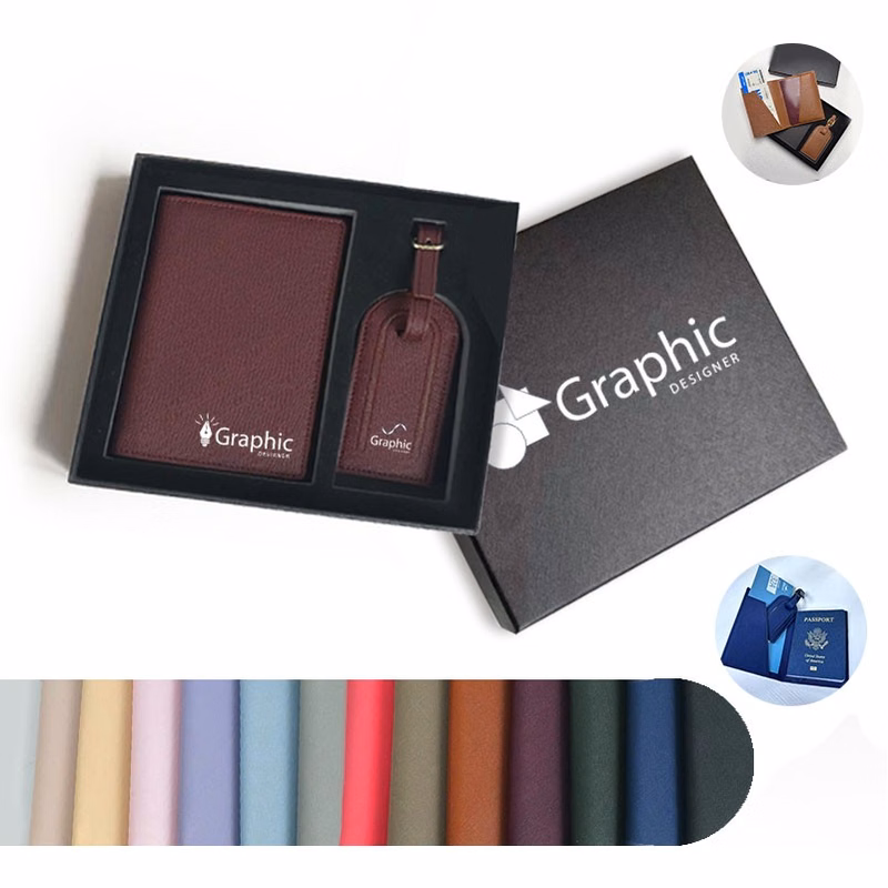 Pu Leather Passport Holder & Luggage Tag Set