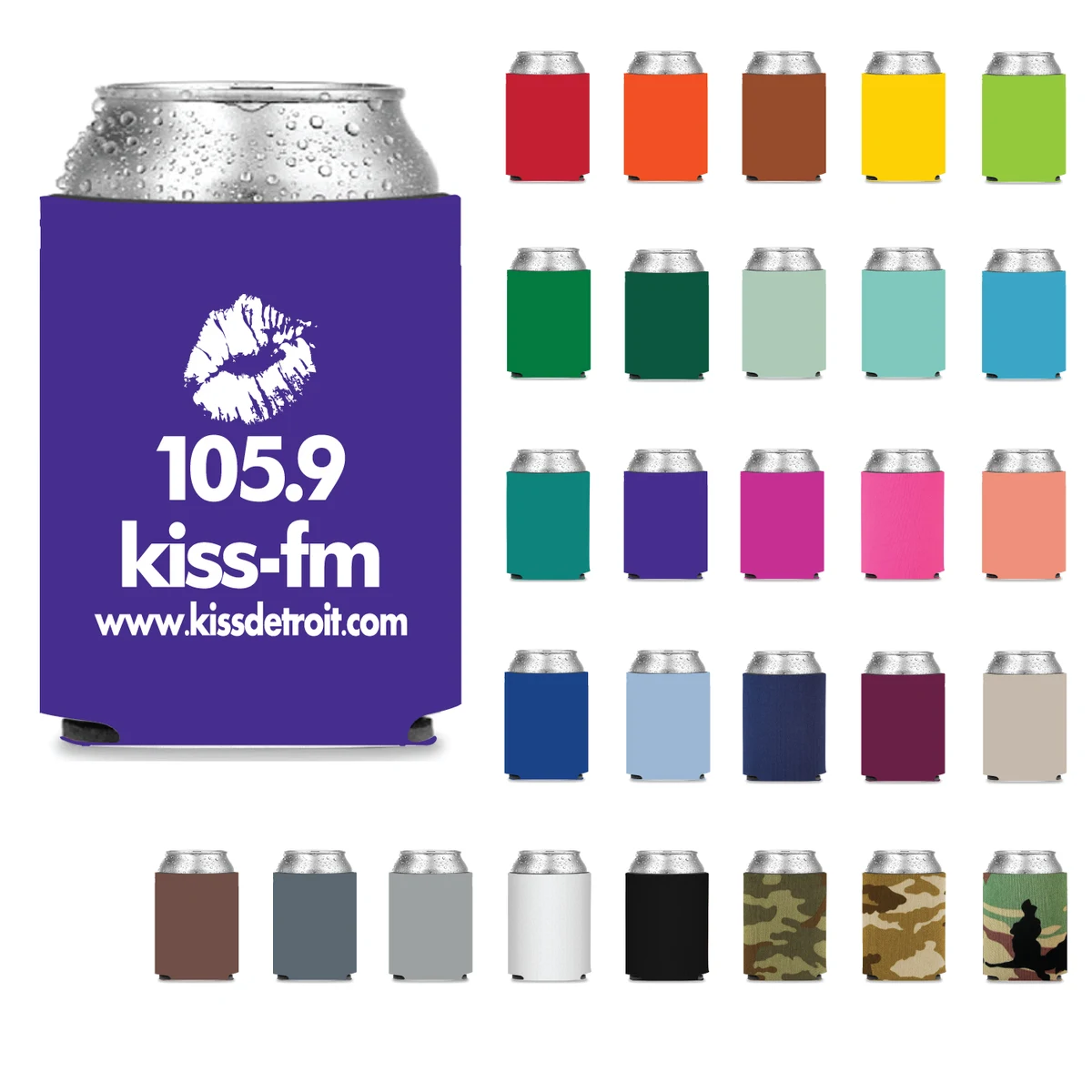 Collapsible Neoprene Can Cooler - Screen Printed, custom koozie with logo imprint 1