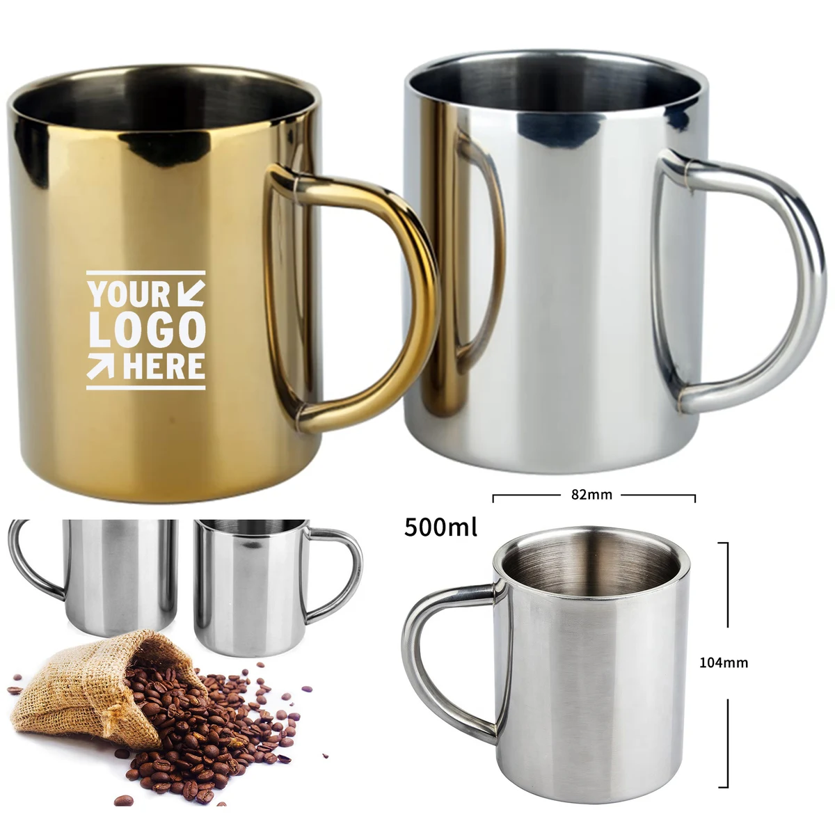 16 Ounce Stainless Steel Coffee Mugs 1