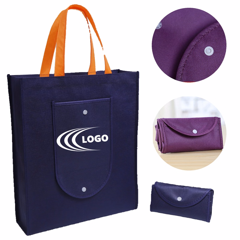 Compact Non-Woven Tote Bag with Secure Snap Button