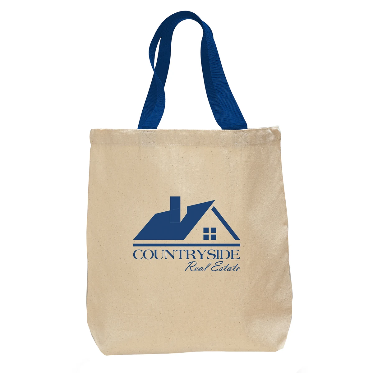 Natural Canvas Tote Bag w/ Colored Webbing Handles, custom tote bag with logo imprint 1