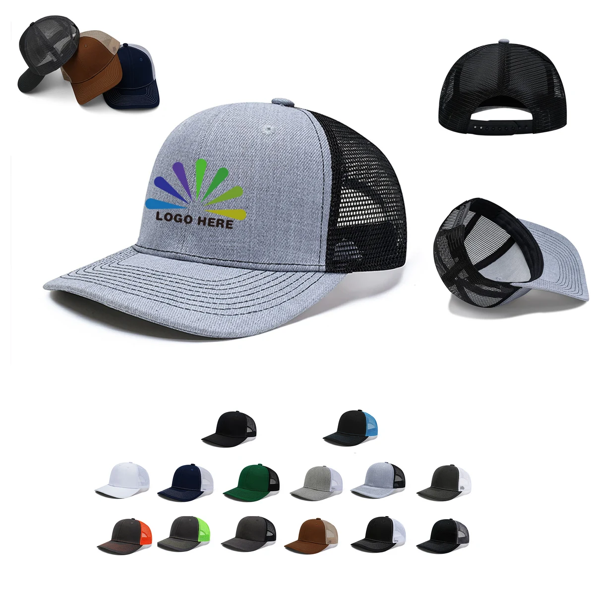 MOQ50 Poly Cotton Twill Trucker Hat Soft Mesh Snapback Cap 1