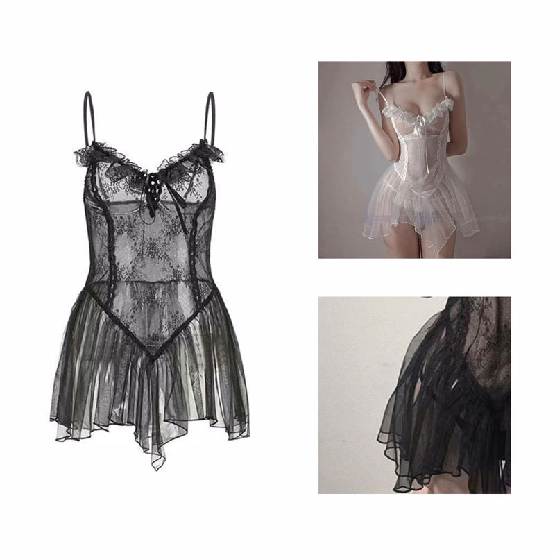 Tempting Lace Mesh Suspender Straps Lingerie for a Sexy Look