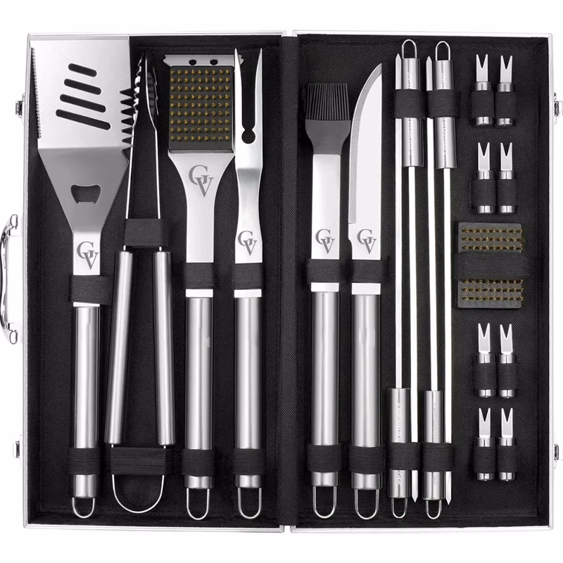 19-Piece Stainless Steel BBQ Grill Accessories Set