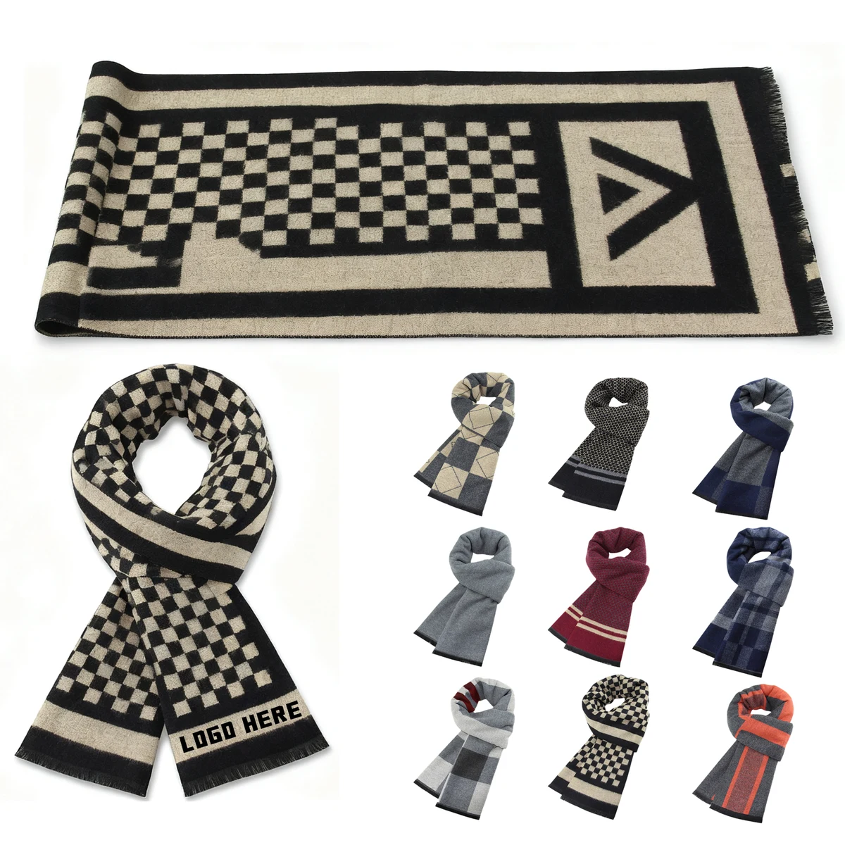 Casual Checked Wool-Blend Scarf 1
