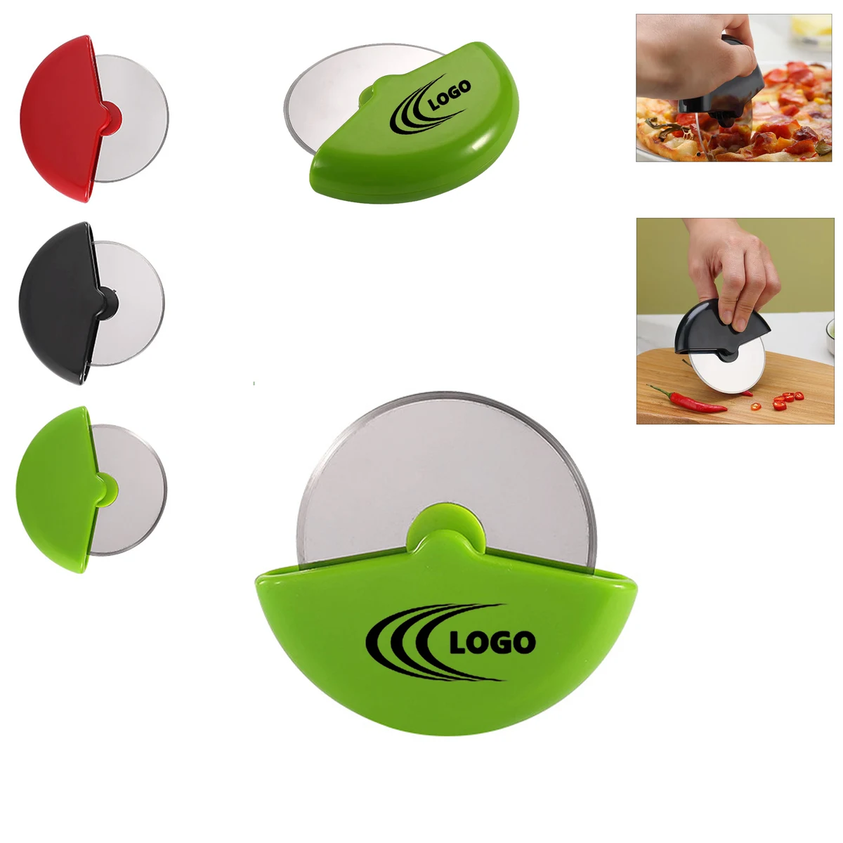 Customizable Stainless Steel Round Roller Pizza Cutter 1