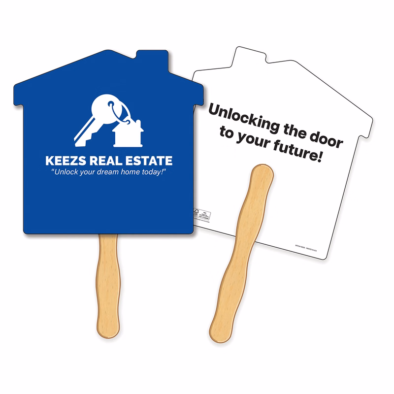 HAND FANS - Full Color, House Shaped Hand Fan