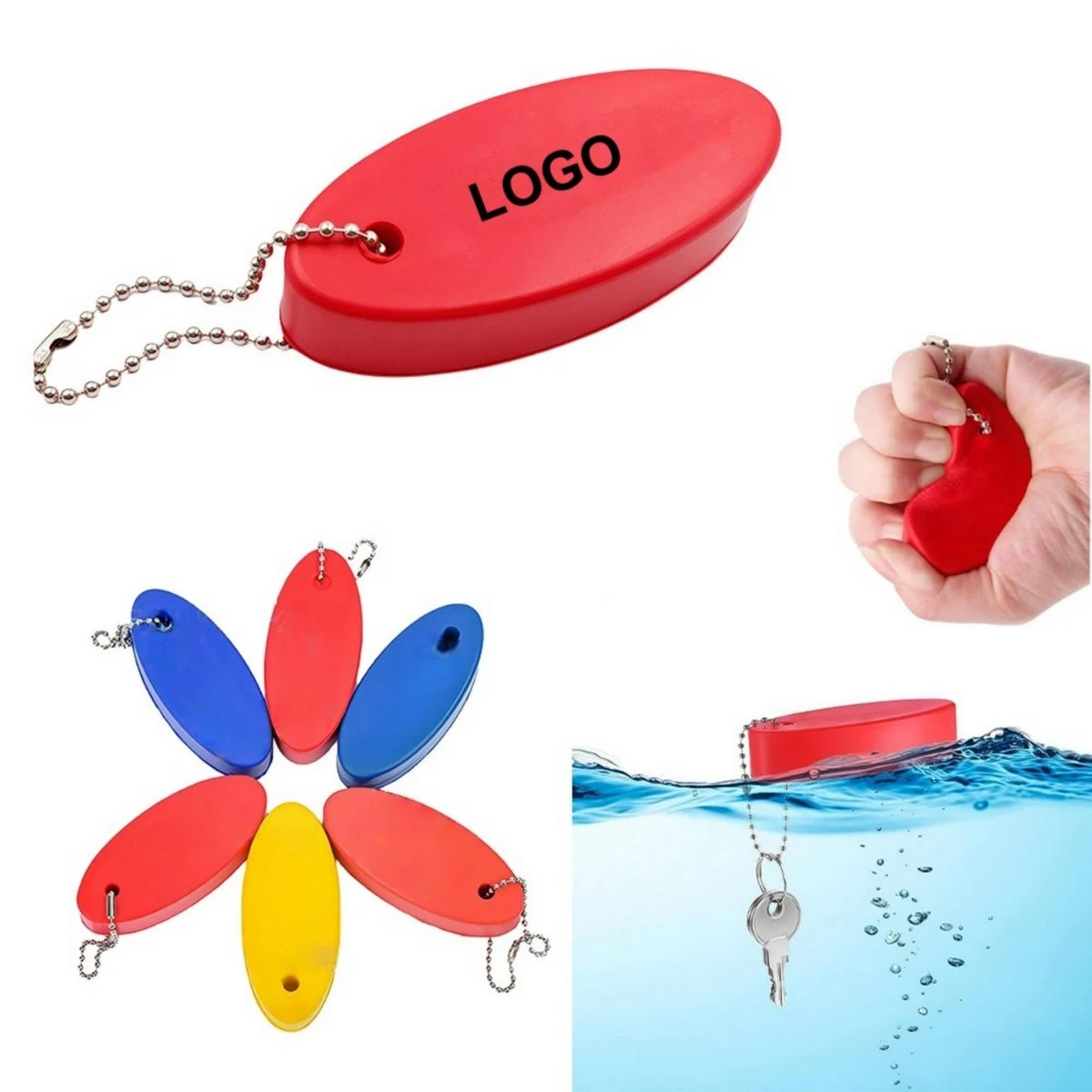 Custom Floating PU Foam Stress Ball Keychain With Chain 1