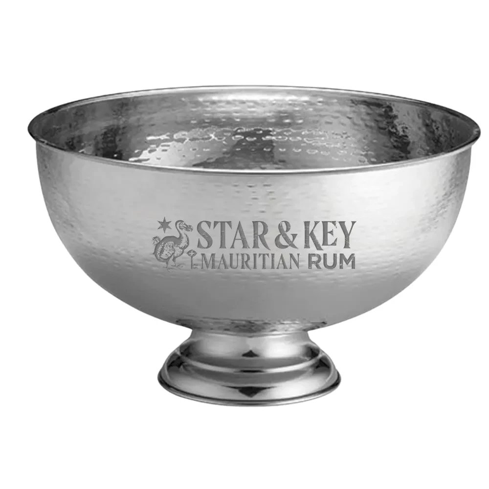3.4Gal Hammered Pedestal Punch Bowl 1