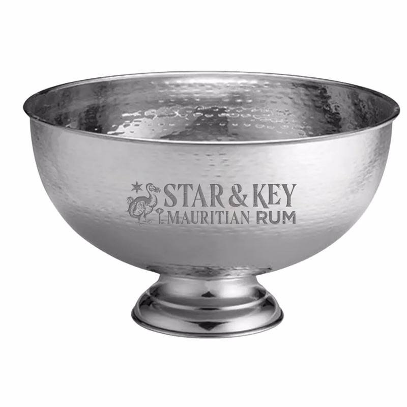 3.4Gal Hammered Pedestal Punch Bowl