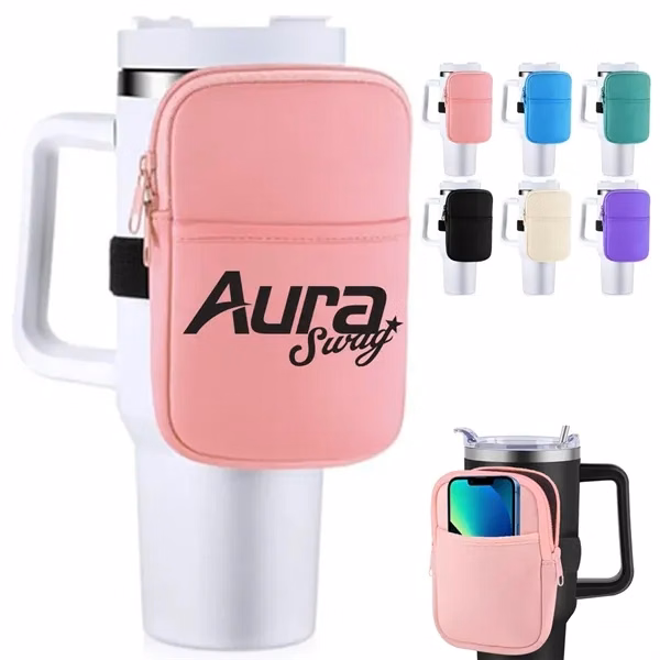 Custom Neoprene Insulated Tumbler Sleeve with Pouch — Travel Temperature Control