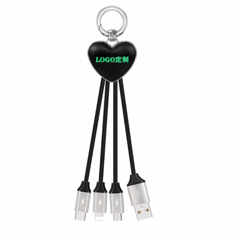 Braided 3 in 1 USB Charging Cable with LED Logo