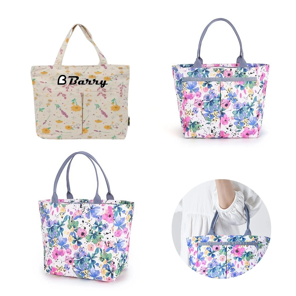 Canvas Handbag With 2 Front Pockets, custom tote bag with logo imprint 1