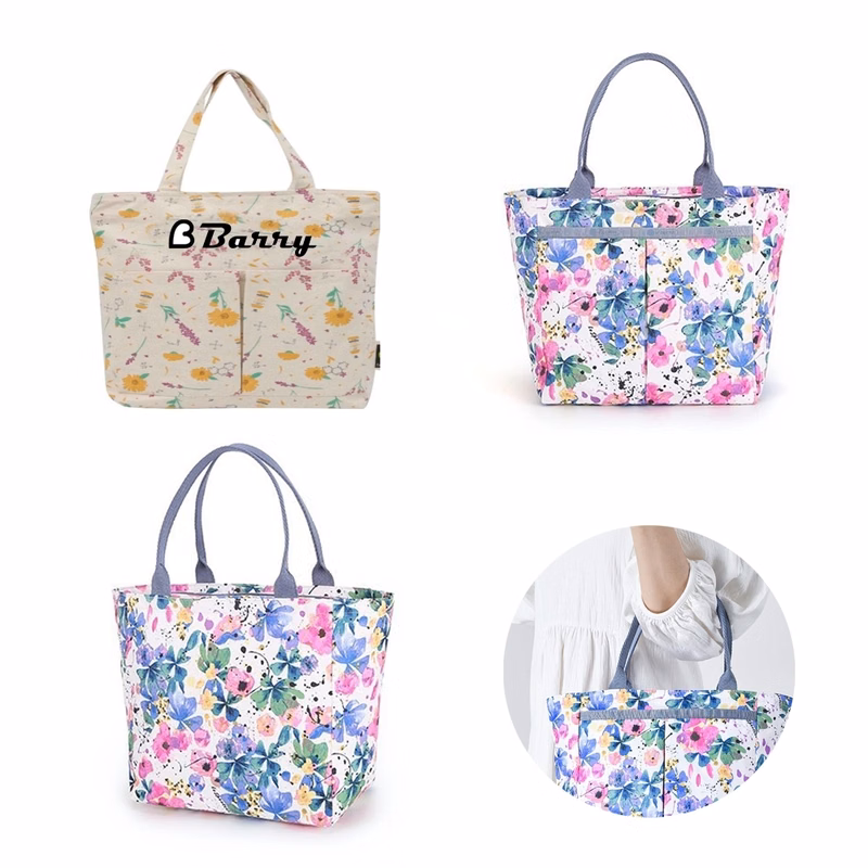 Canvas Handbag With 2 Front Pockets