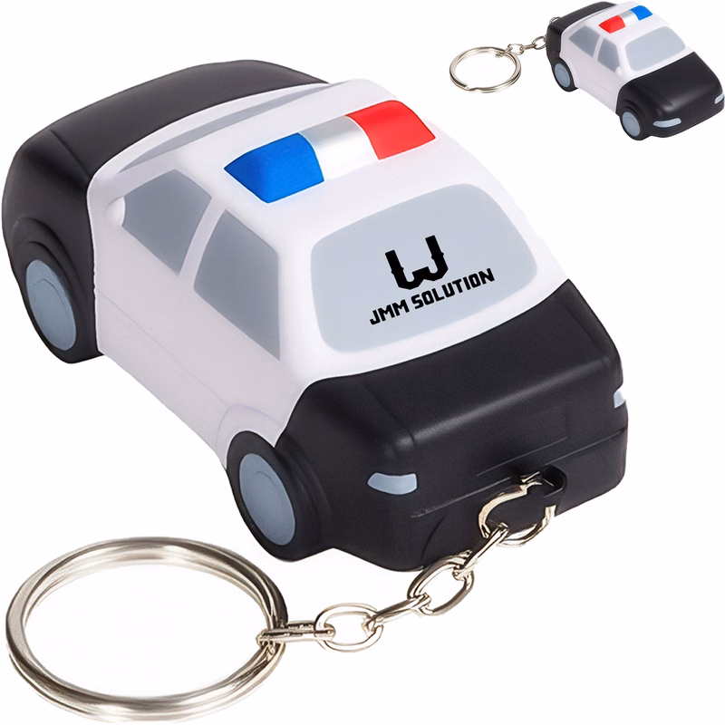 PU Foam Police Car Stress Reliever Keychain Toy