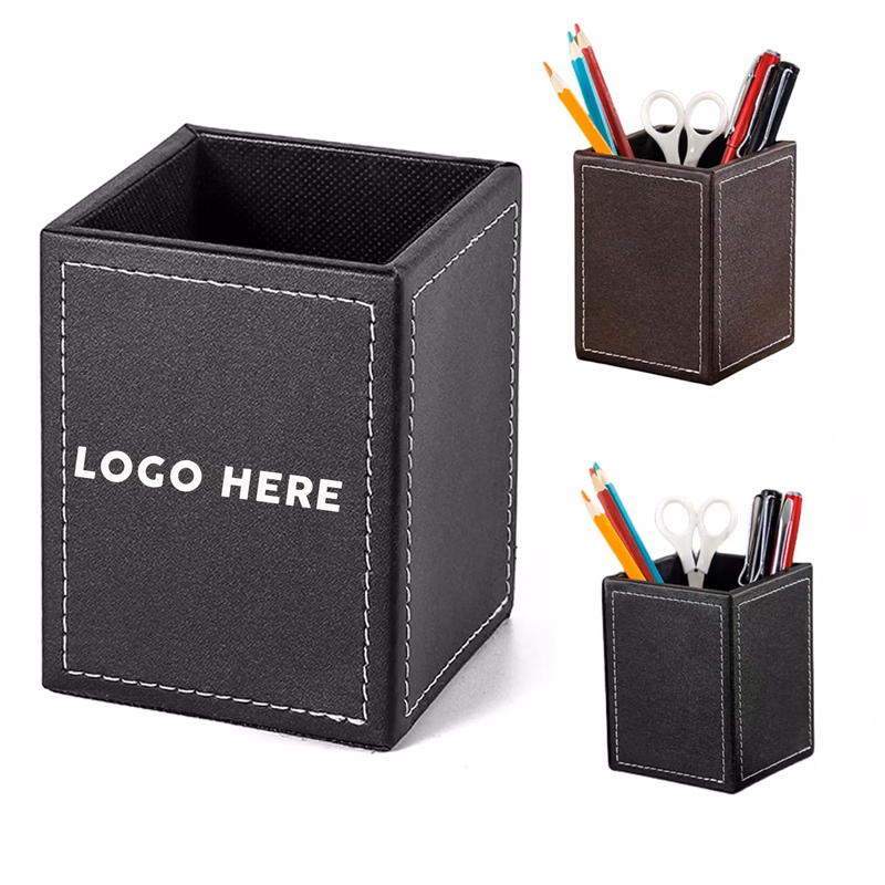 PU Leather Square Pen Holder