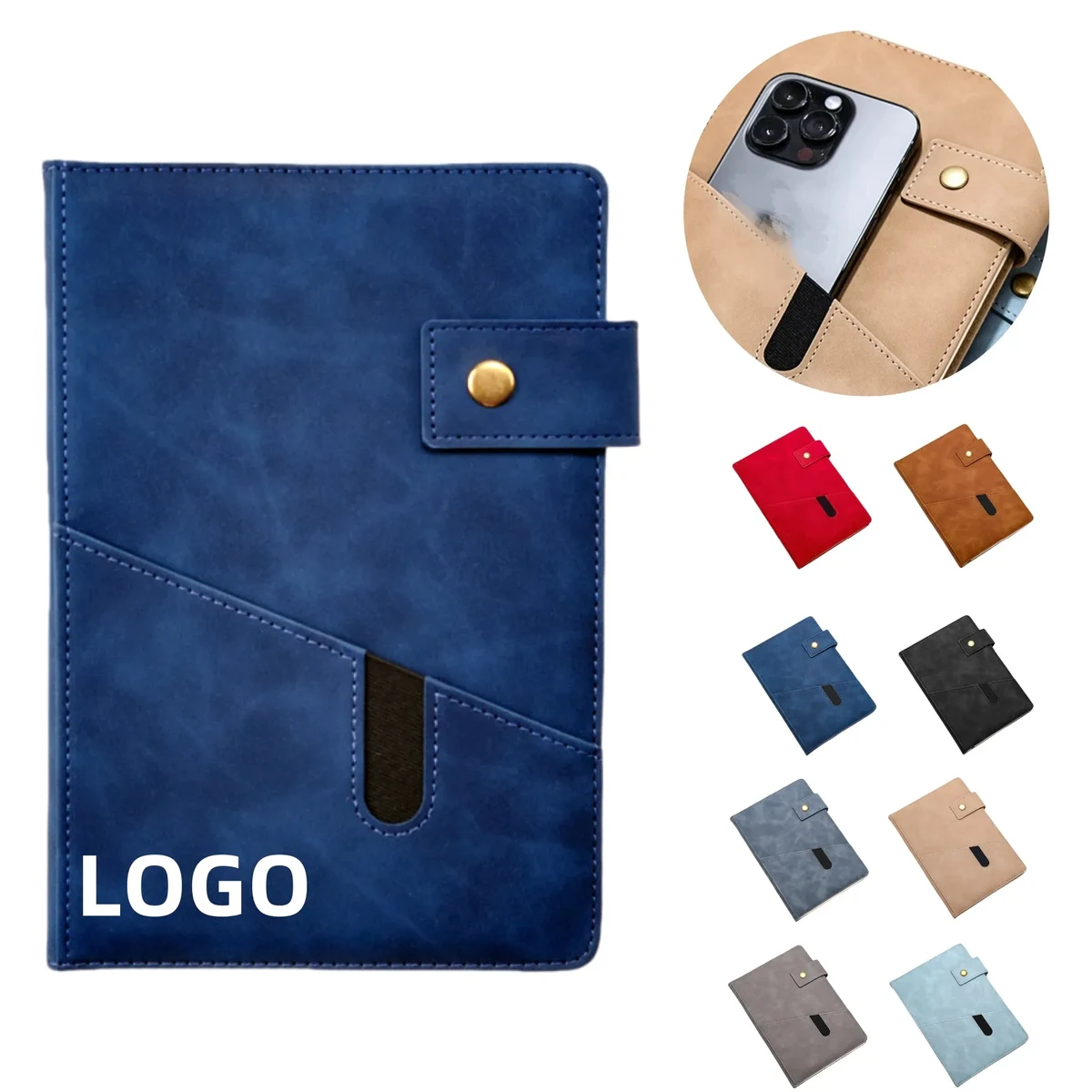 PU Leather Journal Notebook Meeting Record Book With Pocket 1