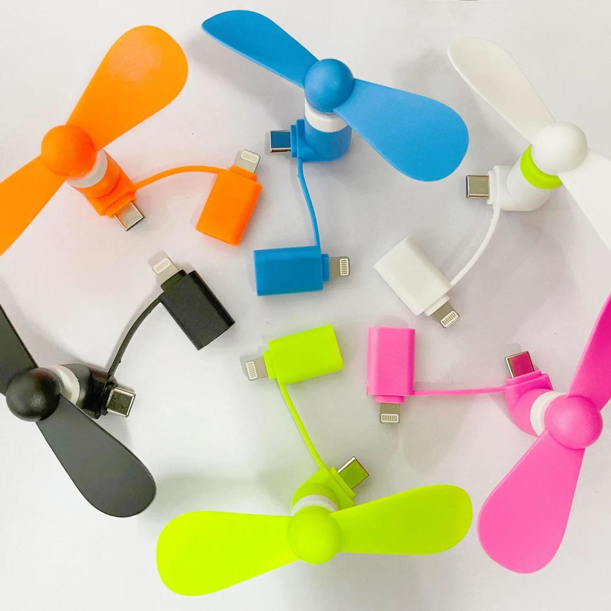Mini USB Fan Dual with Lightning and USB C 1