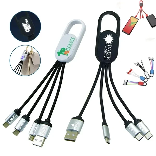 Custom 7.1 Inch Triple Port Charging Cable Keychain — Multi-Device Tech Giveaway 1