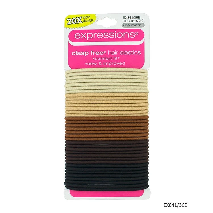 Hair Elastics - 36 Pack Clasp-Free Neutral Colors 1