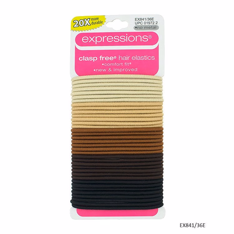 Hair Elastics - 36 Pack Clasp-Free Neutral Colors