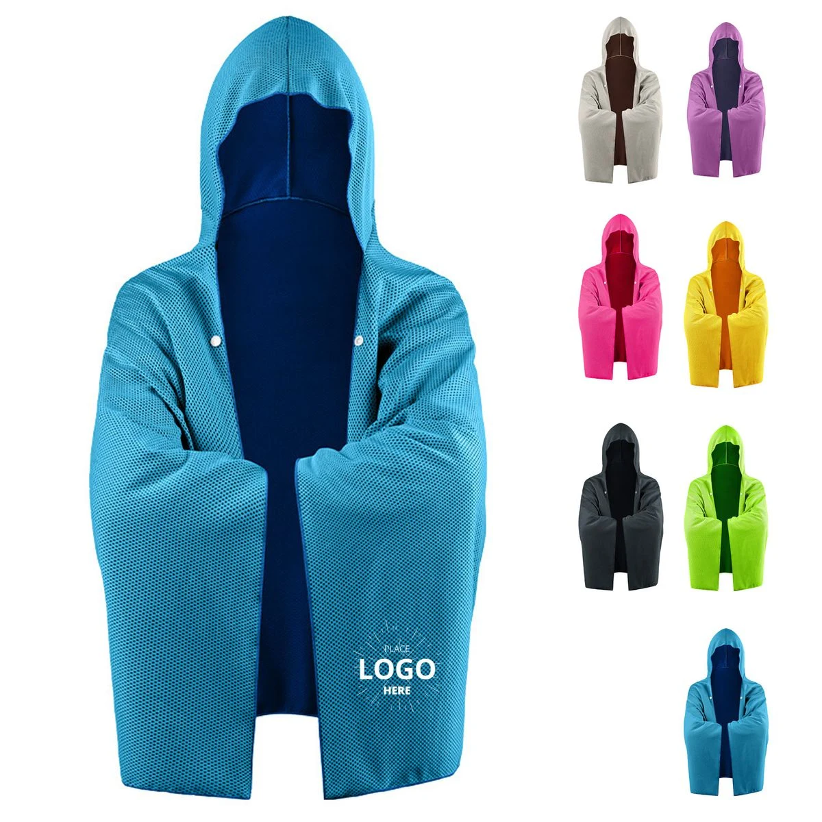 Cool Quick-Drying Sun-Proof Beach Hooded Cape With Buttons 1