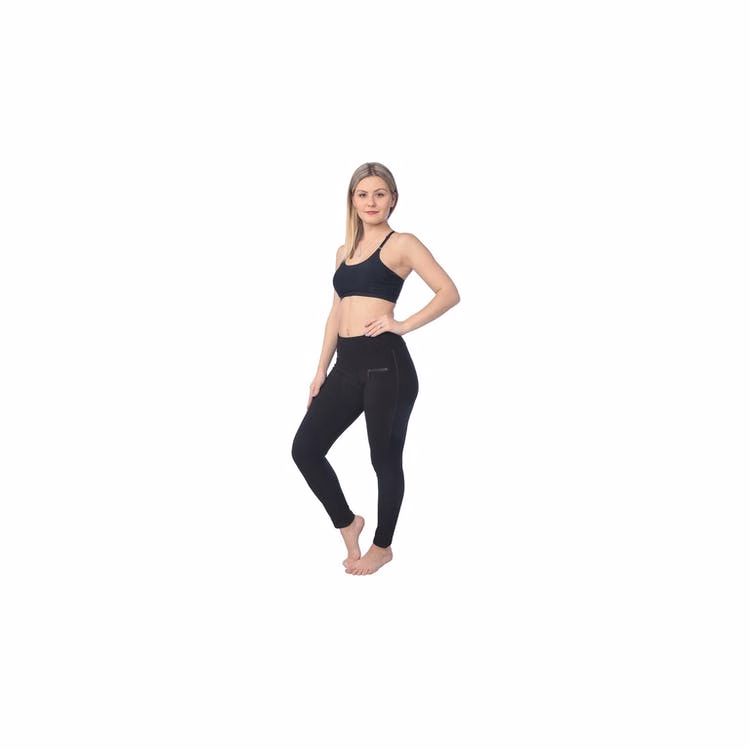 Women's High Waist Sport Leggings - Black Side Zippered Pocket Large